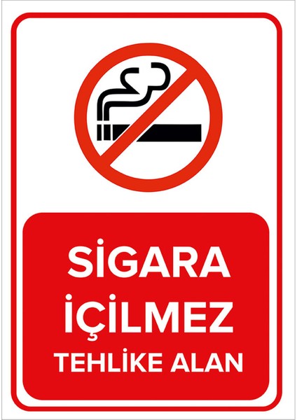 - Sigara İçilmez Tehlike Alanı Levhası - Sac Malzeme 25 x 35 cm