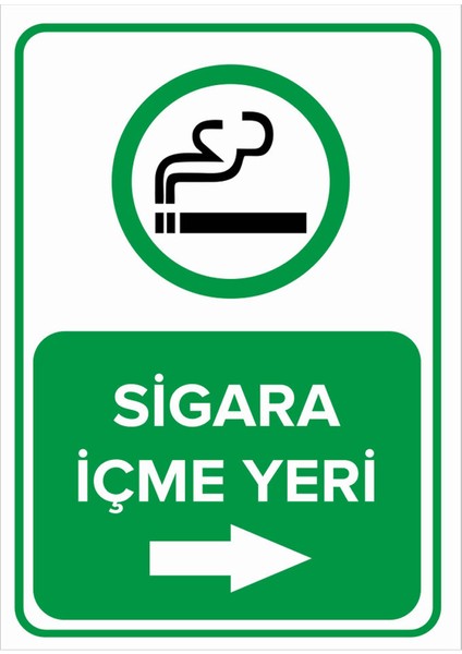 - Sigara İçme Yeri Sağ Ok Levhası - Sac Malzeme 25 x 35 cm