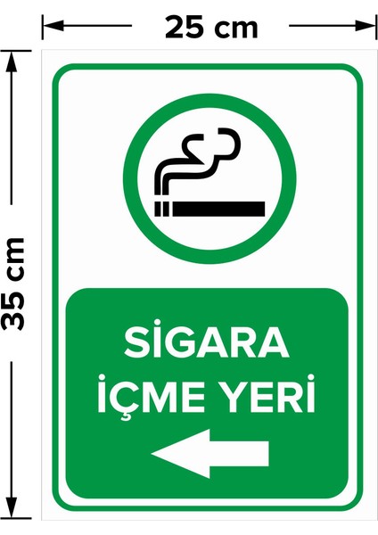 - Sigara İçme Yeri Sol Ok Levhası - Sac Malzeme 25 x 35 cm fiyatları