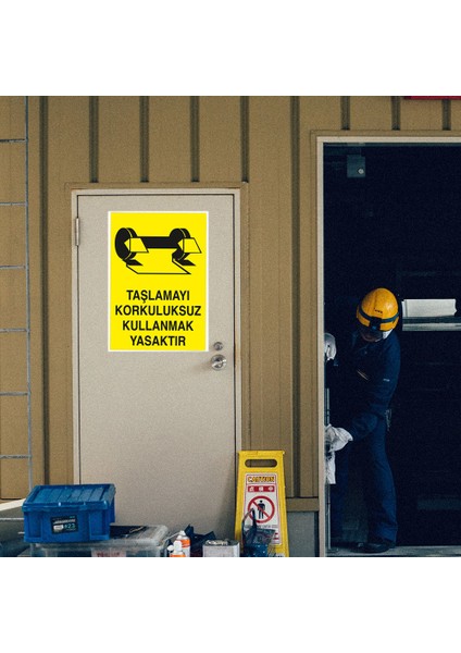 - Taslamayı Korkuluksuz Kullanmak Yasaktır Levhası - Sac Malzeme 25 x 35 cm modelleri