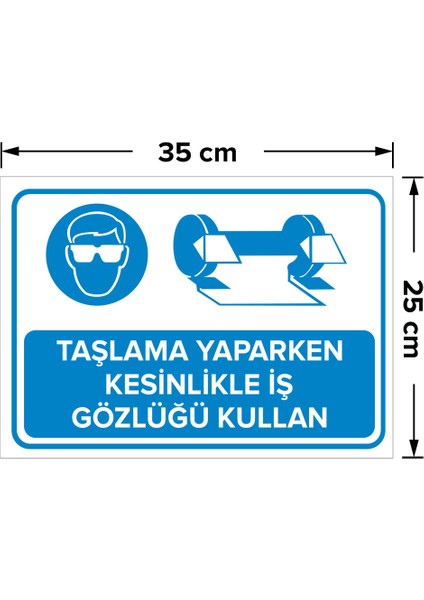 - Taşlama Yaparken Kesinlikle İş Gözlüğü Kullan Levhası - Sac Malzeme 25 x 35 cm fiyatları