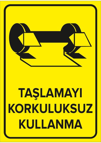 - Taşlamayı Korkuluksuz Kullanma Levhası - Sac Malzeme 25 x 35 cm