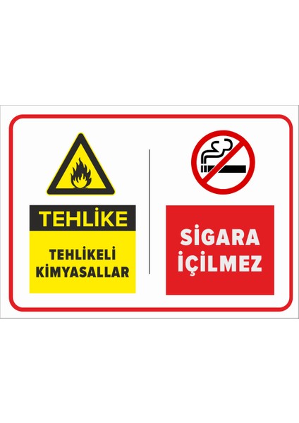 - Tehlike Tehlikeli Kimyasallar - Sigara İçilmez Levhası - Sac Malzeme 25 x 35 cm