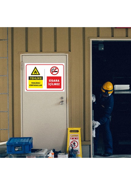 - Tehlike Tehlikeli Kimyasallar - Sigara İçilmez Levhası - Sac Malzeme 25 x 35 cm modelleri