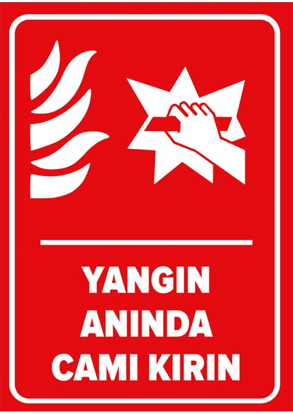 - Yangın Anında Camı Kırın Levhası - Sac Malzeme 25 x 35 cm