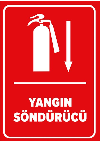 - Yangın Söndürücü Aşağı Ok Levhası - Sac Malzeme 25 x 35 cm