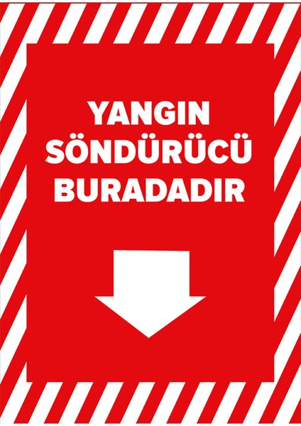 - Yangın Söndürücü Buradadır Aşağı Ok Levhası - Sac Malzeme 25 x 35 cm