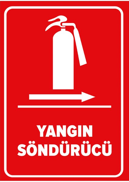 - Yangın Söndürücü Sağa Ok Levhası - Sac Malzeme 25 x 35 cm