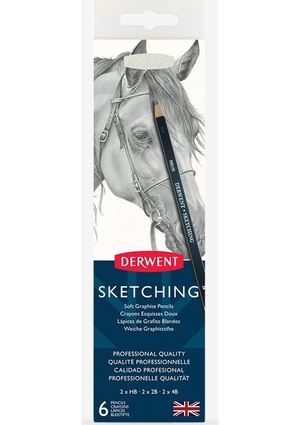 : Sketching Pencil : Eskiz Kalem Seti : 6' Lı (Metal Kutu)