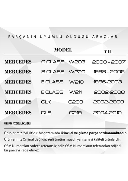 Mercedes E Class W210,W211,S Class,clk,cls İçin Kriko Takozu