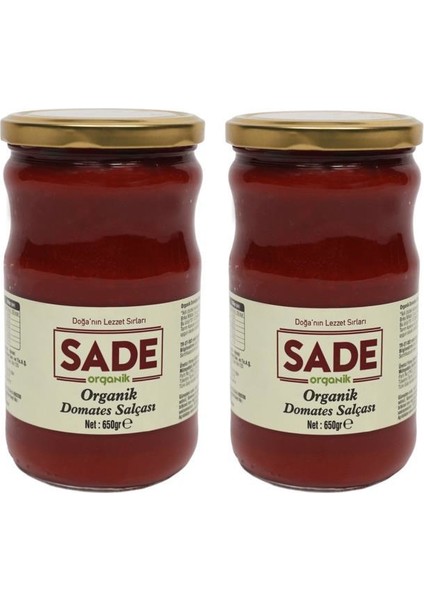 Sade Organik Domates Salçası 650 gr 2'li