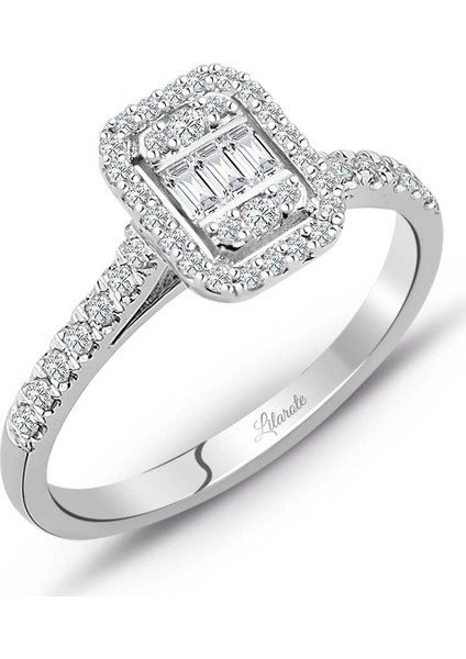 0.32 ct Baget Kare Tektaş Yüzük