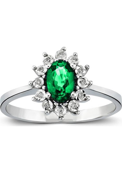 Zümrüt Taşlı Pırlanta Yüzük