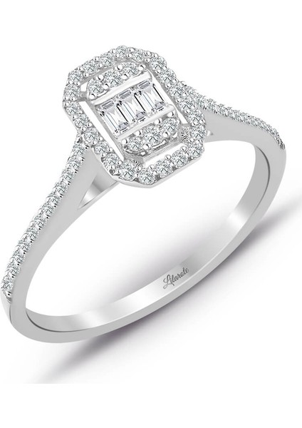 0.25 ct Baget Kare Tektaş Yüzük