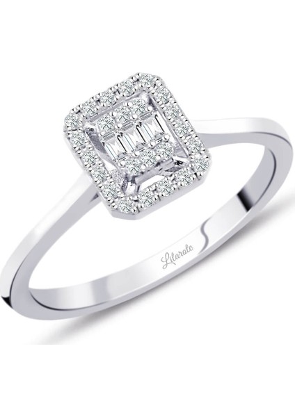 0.18 ct Baget Kare Tektaş Yüzük