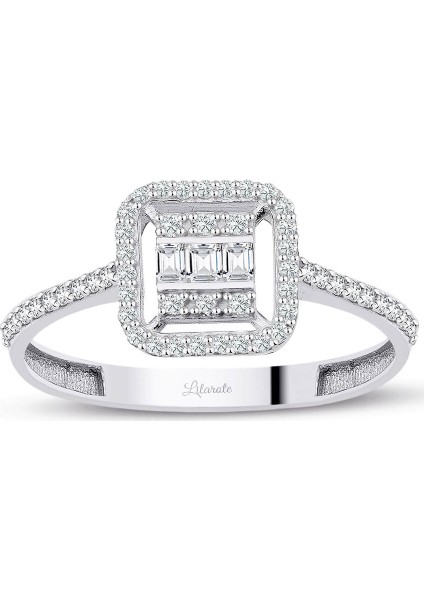 Baget Montürlü Beyaz Altın Yüzük