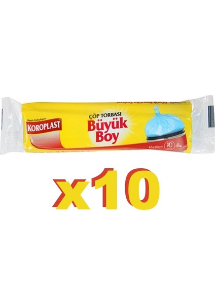 Çöp Poşeti Büyük Boy 10'lu 65 x 80 cm 10 Paket