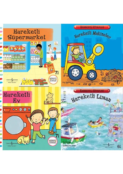 İş Bankası Hareketli Kitaplar 4 Lü Set (Liman- Ev- Süpermarket- Makineler)