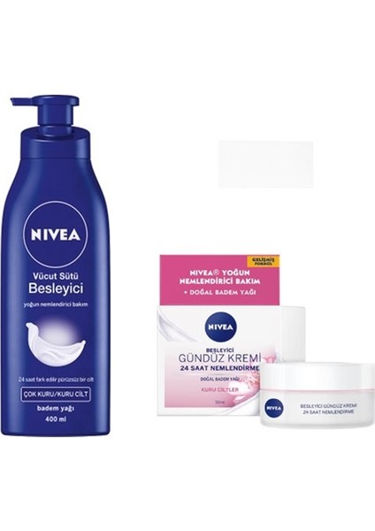 Vücut Sütü 400 ml + Nivea Kuru Cilt Yüz Nemlendiricisi 50 ml