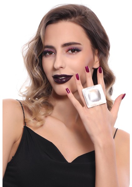 Kadın Antik Gümüş Kaplama Geometrik Formlu Ayarlanabilir Bohem Yüzük modelleri