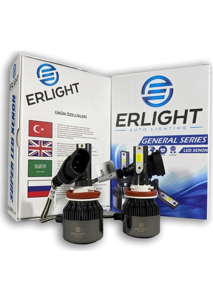 Auto Ampulance Erlıght General Seri H11 LED Xenon Beyaz Far Şimşek Etkili LED Far