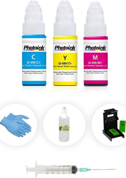 Canon MP140 Için Photoink Plus Kartuş Dolum Seti 3 Renk
