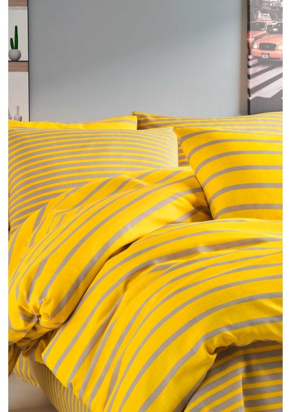 Fancy Çift Kişilik Nevresim Takımı - Stripe Sarı