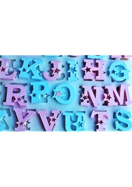 Alfabe Harf Seti Yıldız Dekorlu 4cm Silikon Kalıp K-162