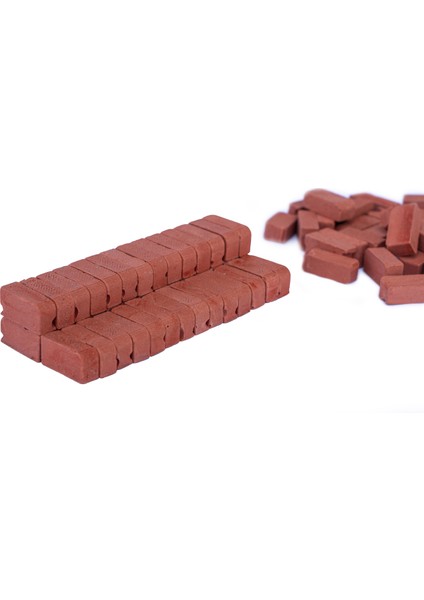 Minyatür Tuğla Basamak Tuğlası Kırmızı 1/10 Ölçek 200'lü + Harç