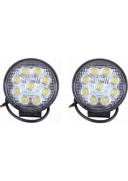 Off Road 9 Ledli Yuvarlak Sis Farı Sis Lambası 10-60 Volt 2 Adet