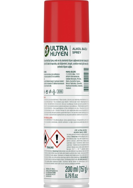 Ultra Hijyen Alkol Bazlı Sprey 200 ml