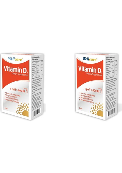 Vitamin D3 600 Iu 5 ml x 2'li