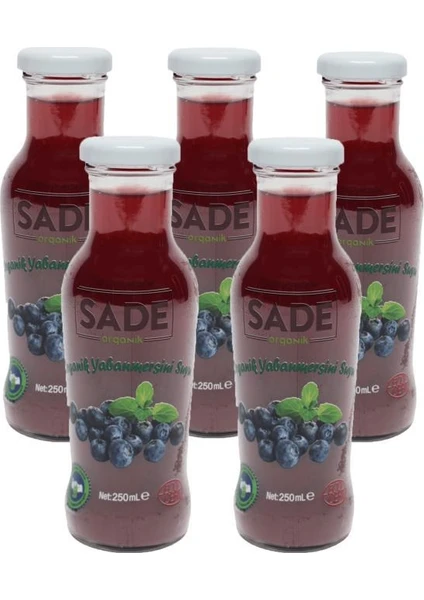 Sade Organik Yaban Mersini Suyu 5X250 ml