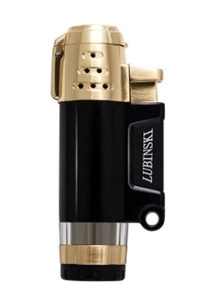 Tek Torch Kapaklı Siyah-Gold Puro Çakmağı