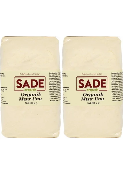 Sade Organik Mısır Unu 2X500 gr