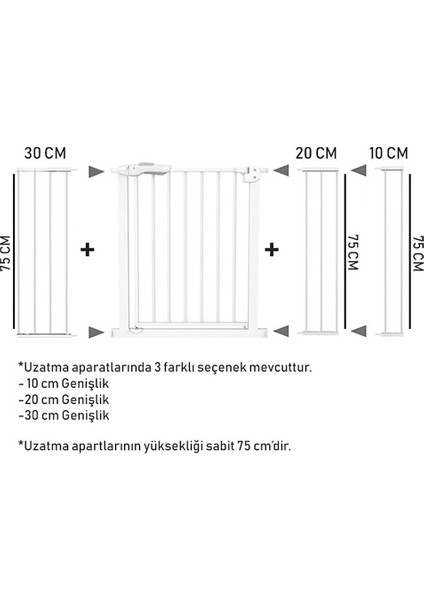 Çift Kilitli Güvenlik Kapı - Uzatma Aparatı - 30 cm