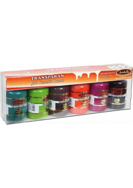 ABSTS002 Transparan Çini Seramik Boyası 50 cc 6'lı