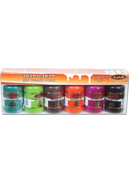 ABSTS002 Transparan Çini Seramik Boyası 50 cc 6'lı