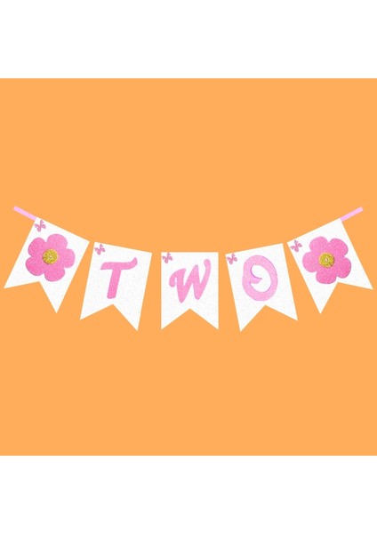 2 Yaş Doğum Günü Two Simli Eva Uzar Yazı, 70 cm - Pembe