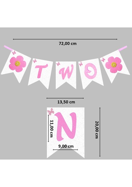 2 Yaş Doğum Günü Two Simli Eva Uzar Yazı, 70 cm - Pembe fiyatları