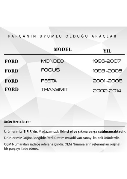 Ford Focus, Mondeo,fiesta,transmit İçin Pedal Lastiği