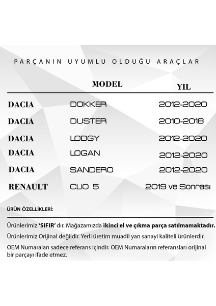 Dacia Dokker,duster,logan,lodgy,sandero,clio İçin Pedal Lastiği