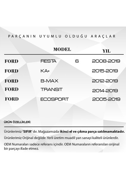 Ford Fiesta, Ka+,b-Max,transit,ecosport İçin Pedal Lastiği