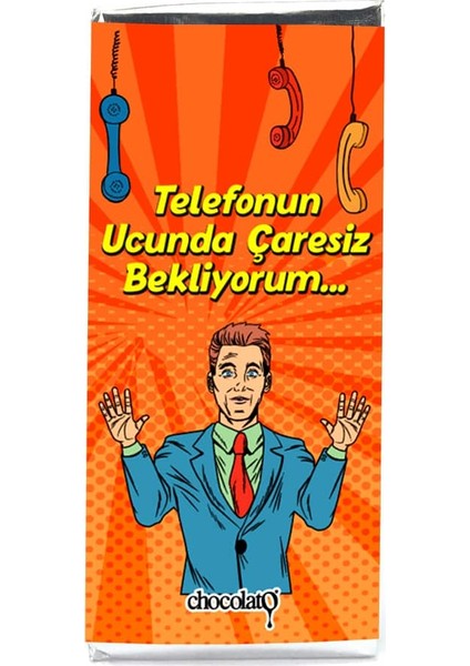 Telefonun Ucunda Çaresiz 2 100 gr Bitter Tablet Çikolata