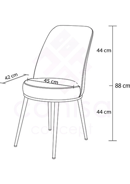 Concept Dexa Serisi Sandalye, Mutfak&yemek Sandalyesi, 4 Adet Sandalye Ayaklar Siyah