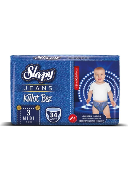 Jeans Külot Bebek Bezi 34 Adet 3 Beden 4 - 9 kg