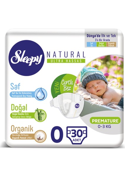 Natural Bebek Bezi Premature 0 Beden Jumbo