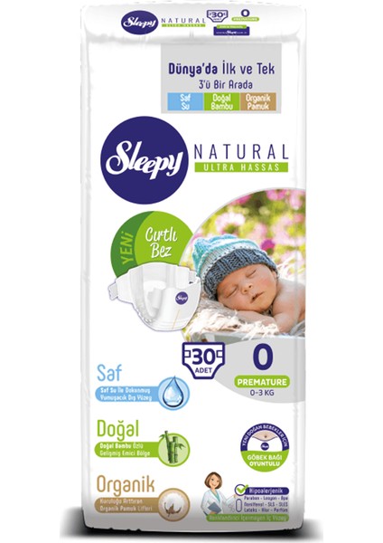 Natural Bebek Bezi Premature 0 Beden Jumbo