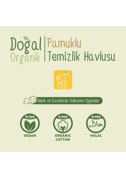 Doğal Organik Pamuklu Islak Havlu Mendil (24x50 adet) 1200 Yaprak