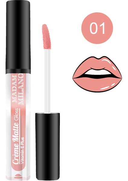 Creme Matte Gloss Sıvı Ruj Tekli 01